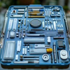 Organized collection of small tools and parts in a tray.