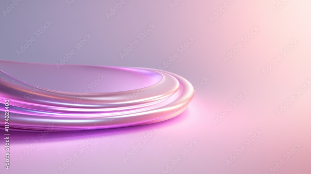 Poster abstract swirling pastel ribbon with soft gradient background and subtle sparkles