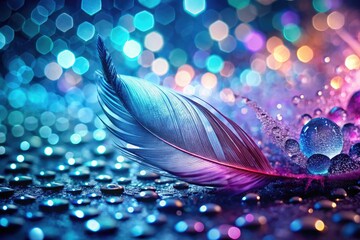 Mystical Gradient Feathers, Hexagon Vortex, Dew Drops, Bokeh