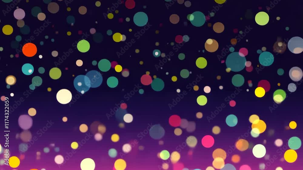 Poster colorful abstract background with vibrant dots floating in a dark space for creative design