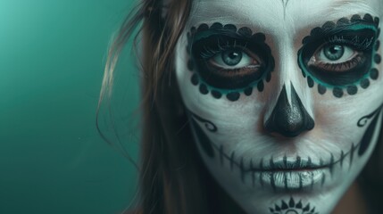 Naklejka premium portrait of a girl with a Ghost face painting