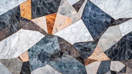 Creative abstract marble and granite textures blending together in an artistic pattern, featuring rich colors and detailed stone inlay effects for a modern look