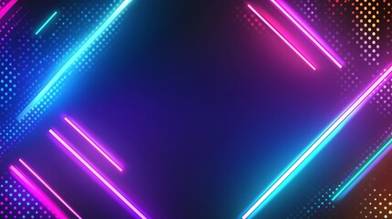 Vibrant Neon Lines and Dots Abstract Background
