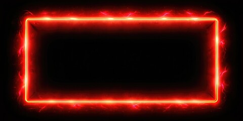 Fototapeta premium Neon Red Rectangular Loop Border Double Exposure