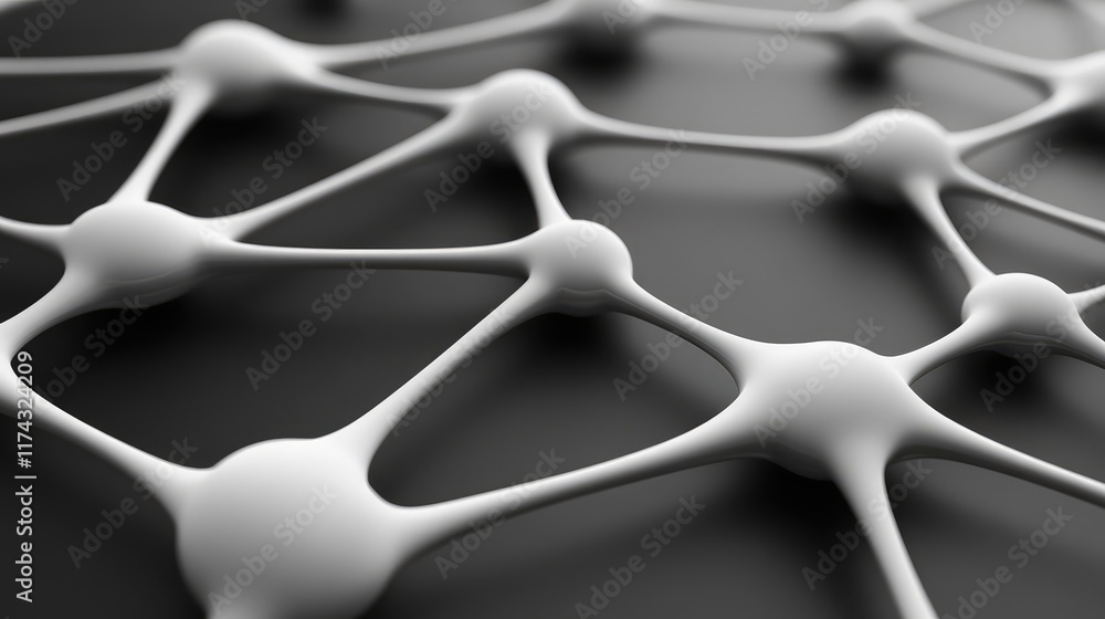 Poster abstract d grid with interconnected nodes symbolizing ai research and development on a clean dark gr