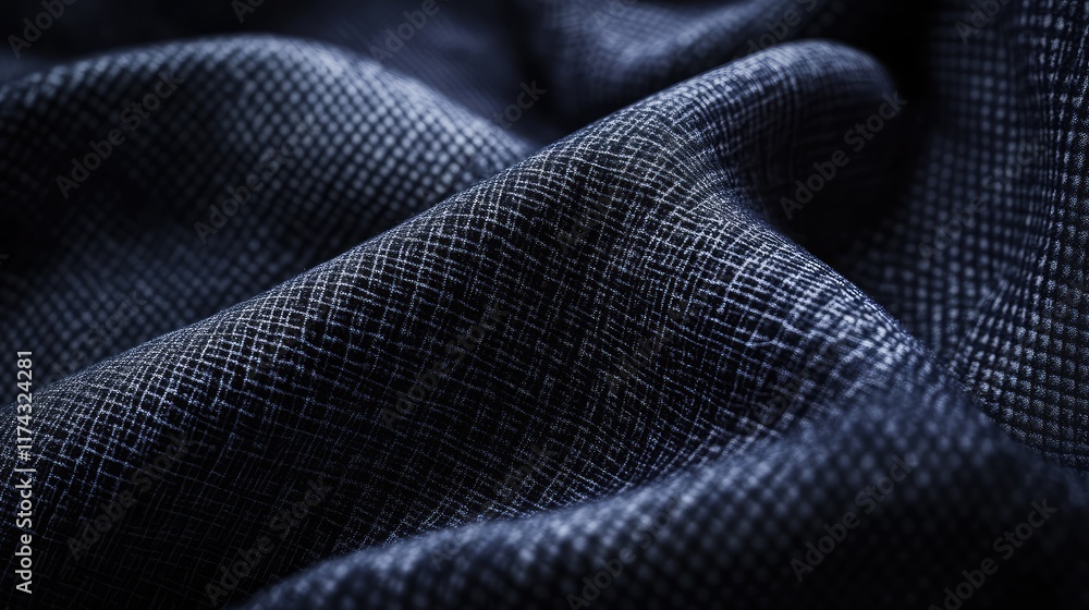 Poster abstract ai-enhanced textile design, glowing digital threads weaving through fabric, creating space 