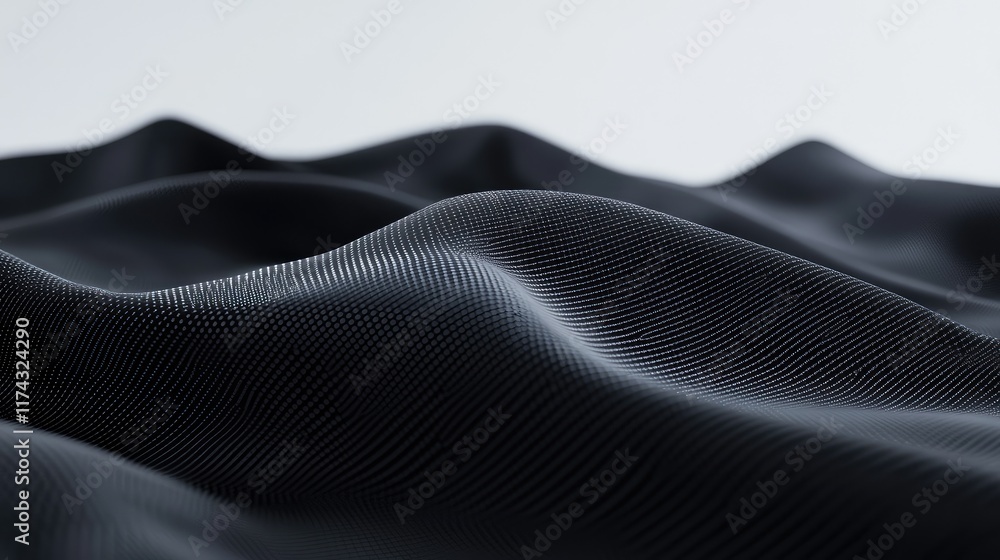 Poster abstract ai-enhanced textile design, glowing digital threads weaving through fabric, creating space 