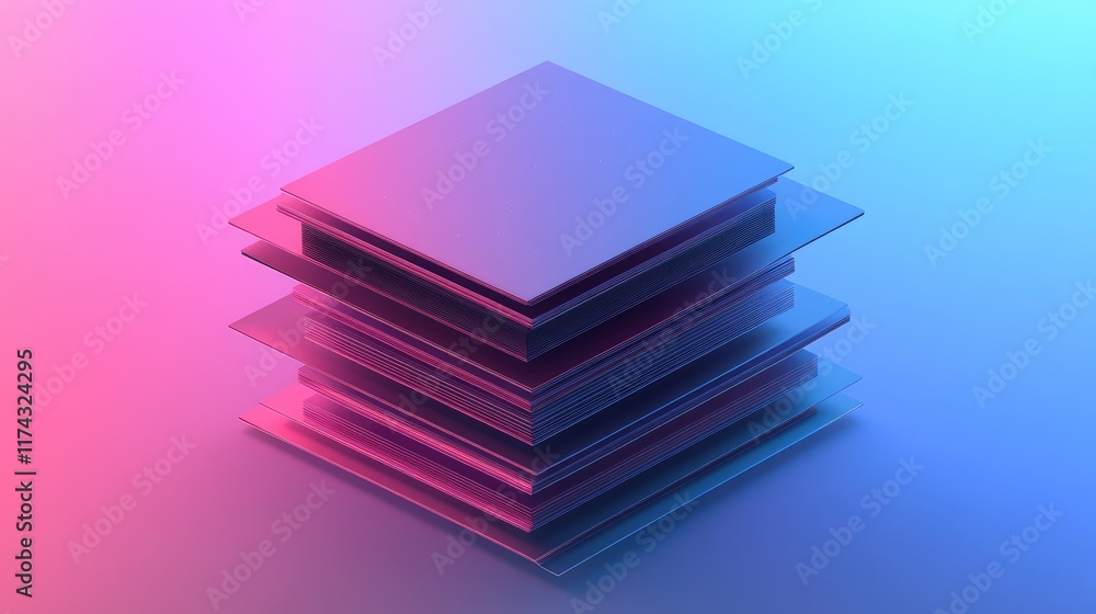 Poster abstract ai-powered software architecture visualized as glowing data layers on a futuristic gradient