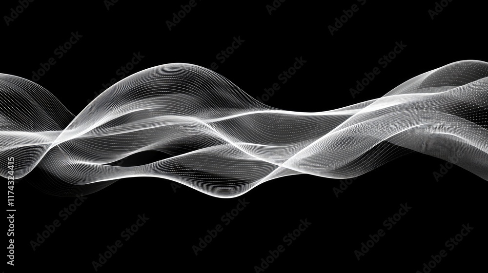 Poster abstract ai algorithms flowing as dynamic data lines over a sleek background with copy space for cre