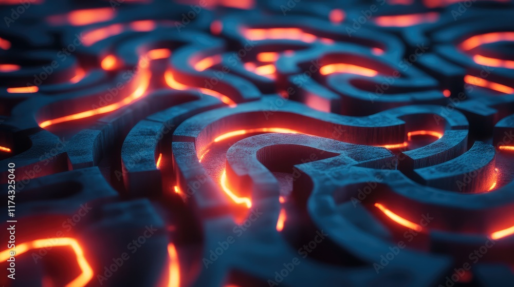 Poster abstract digital pathways representing ethical ai decisions, with glowing nodes symbolizing moral ch
