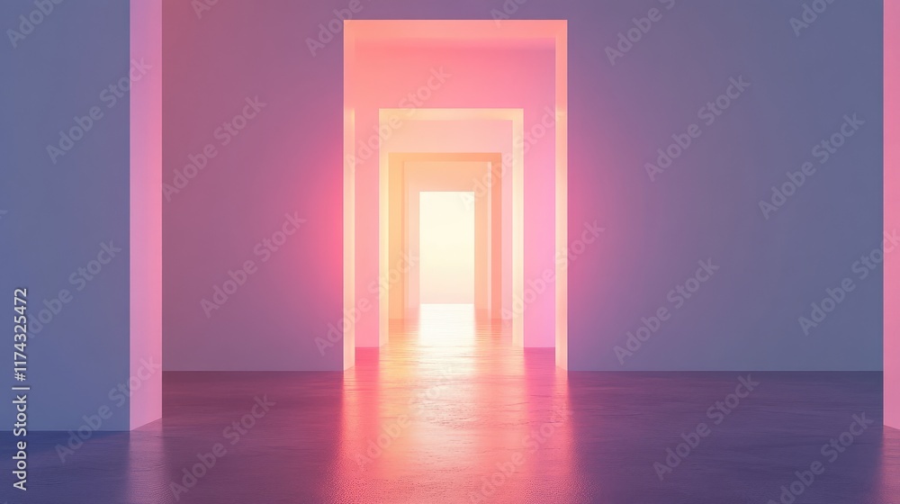 Poster abstract glowing ai code architecture evolving on a sleek gradient background, leaving room for copy