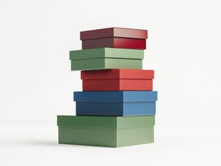 Orderly stacked layers of colorful gift boxes
