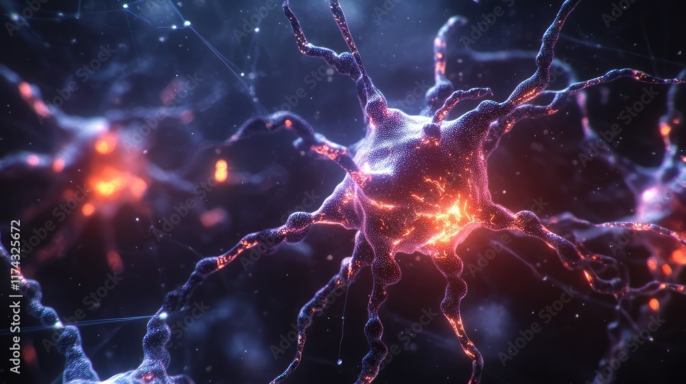 Poster abstract glowing ai neural networks intertwined with business data visualization charts on a futuris
