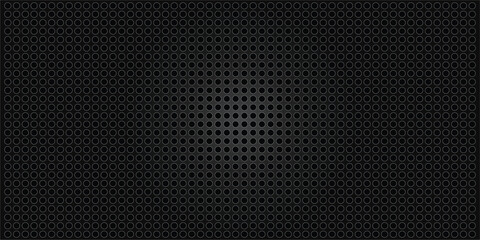 Panorama of Black leather texture and background.Black metal texture steel background. Perforated sheet metal.