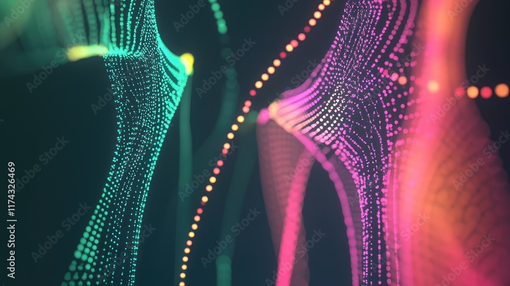 Poster abstract glowing network of data streams representing ai-powered small business analytics, displayed