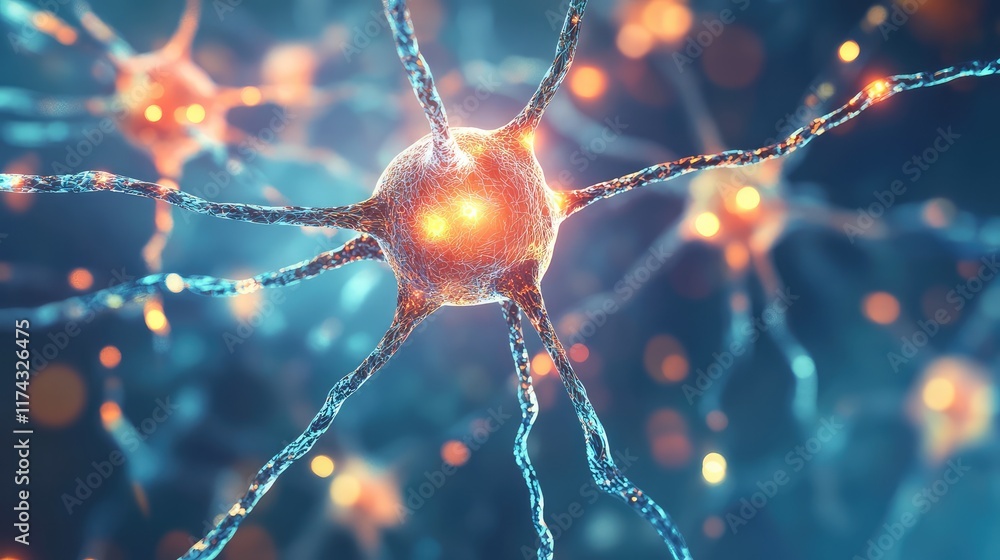 Poster abstract glowing neural pathways symbolizing ai-powered decision-making in business analytics on a f