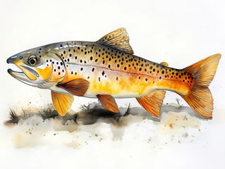 A beautifully hand-painted watercolor trout | Perfect for restaurant menus, seafood packaging, culinary blogs, recipe books, and ocean-themed designs