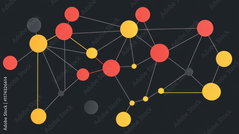 Poster abstract interconnected ai nodes forming a business strategy visualization on a clean dark gradient 