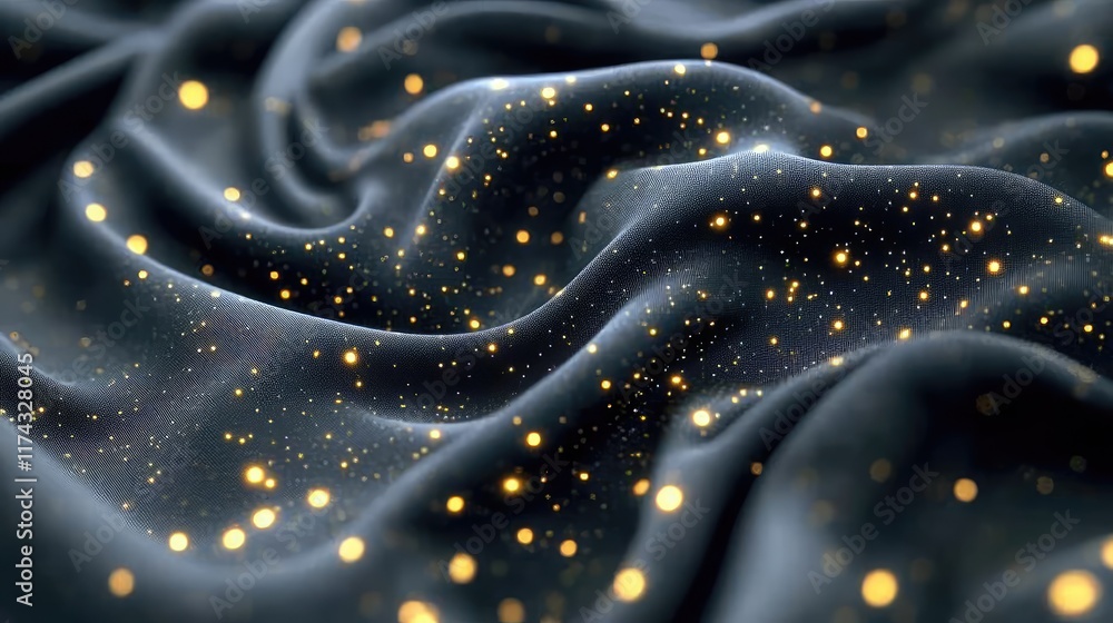 Poster a close-up of smart textile fabric with glowing ai threads interwoven, creating a futuristic surface