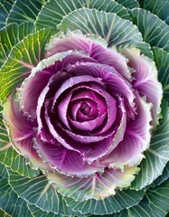 Vibrant purple ornamental cabbage in full bloom, a stunning display of nature's artistry.