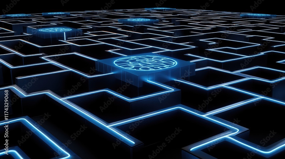 Poster a digital matrix displaying ai decision-making processes guided by ethical principles, surrounded by