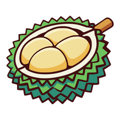 half sliced durian fruit nature food healthy flat color vector illustration template design
