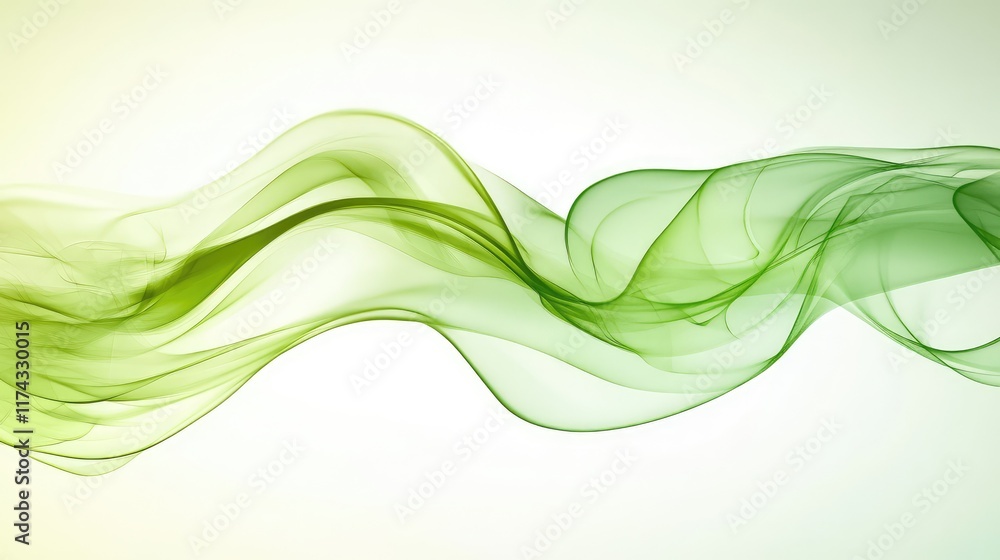 Poster a digital wave of green particles flowing across the screen, symbolizing green tech solutions. ample
