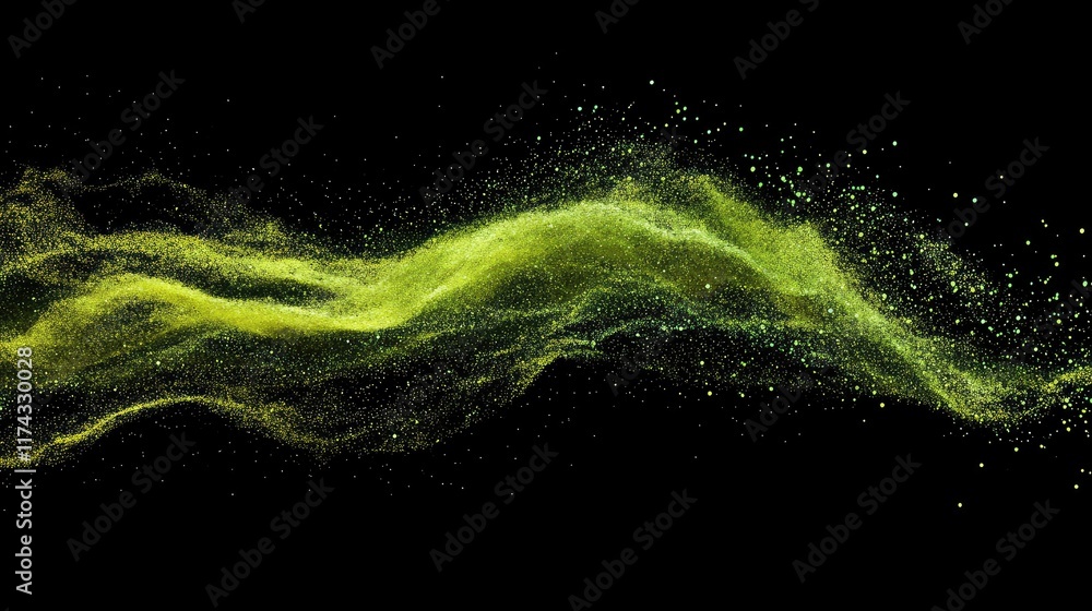 Aufkleber a digital wave of green particles flowing across the screen, symbolizing green tech solutions. ample