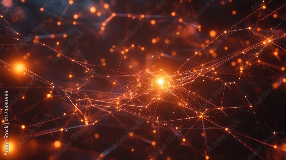 Poster a futuristic digital chart with glowing lines representing ai-driven small business science, display