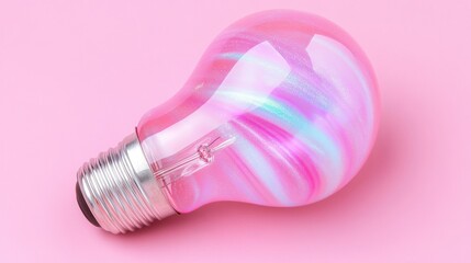 Vibrant swirled light bulb on pink background