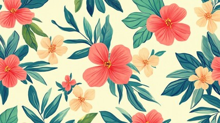 Exotic floral pattern wallpaper
