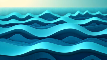 Abstract 3D Ocean Wave Background Illustration