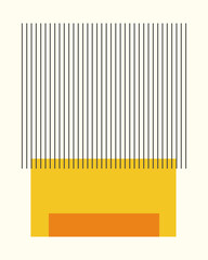 Minimalist digital art image featuring a large square shape positioned against a background of vertical lines