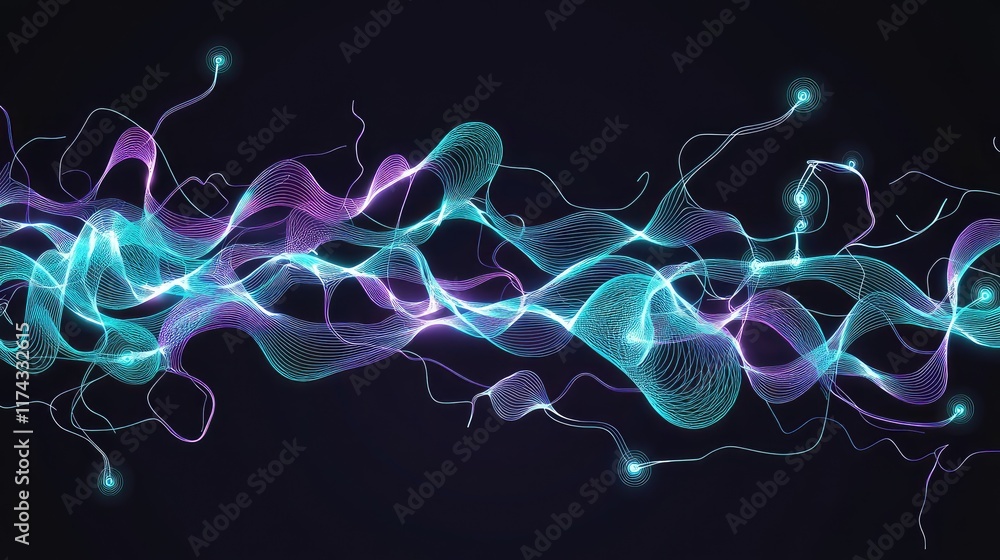 Poster a futuristic representation of ai algorithms visualized as glowing data pathways, symbolizing data s