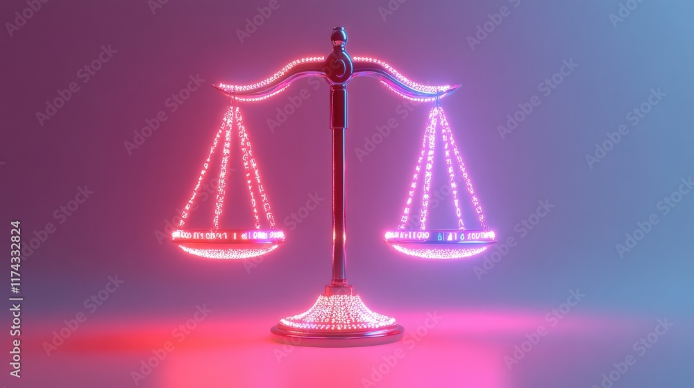 Poster a futuristic scale of justice glowing with ethical data nodes, symbolizing ai-powered ethical decisi