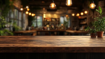 Capturing cozy interior with wooden counter in urban  photography