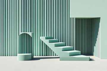 Obraz premium Green 3D Minimalist Product Display