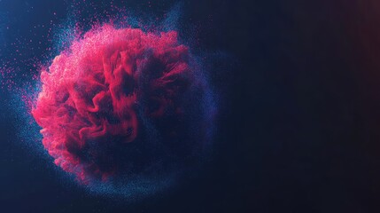 A glowing D neural network representing data science and AI in action, surrounded by a dark gradient background with copy space.