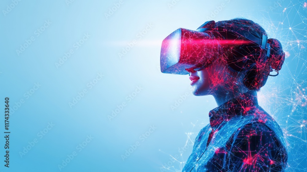 Poster a glowing ai-powered interface with virtual reality elements showcasing digital learning, room for c
