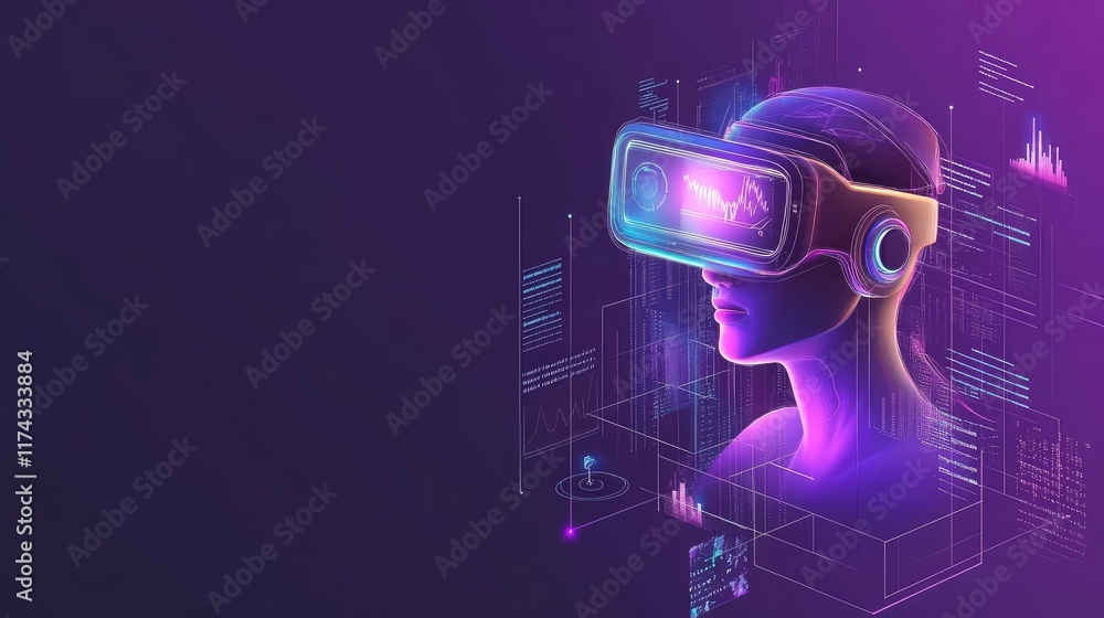 Poster a glowing ai interface with virtual reality elements representing the future of learning, with room 