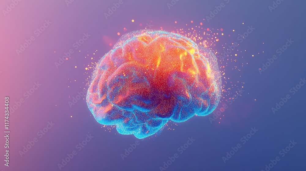 Poster a glowing digital brain representing ai-powered solutions for small businesses, displayed on a clean