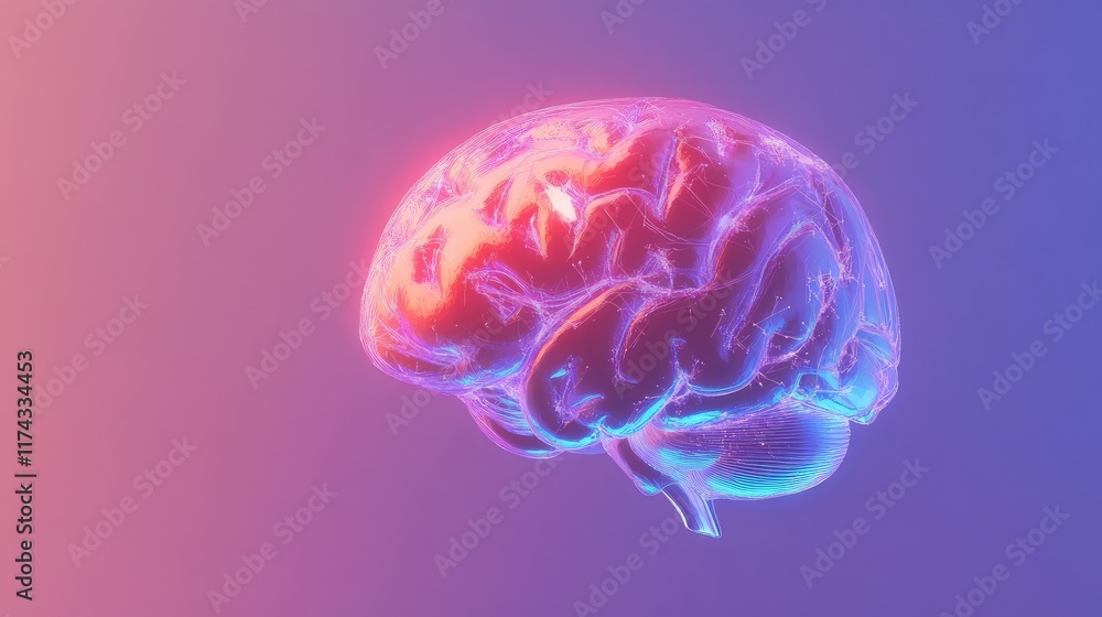 Poster a glowing digital brain representing ai-powered solutions for small businesses, displayed on a clean