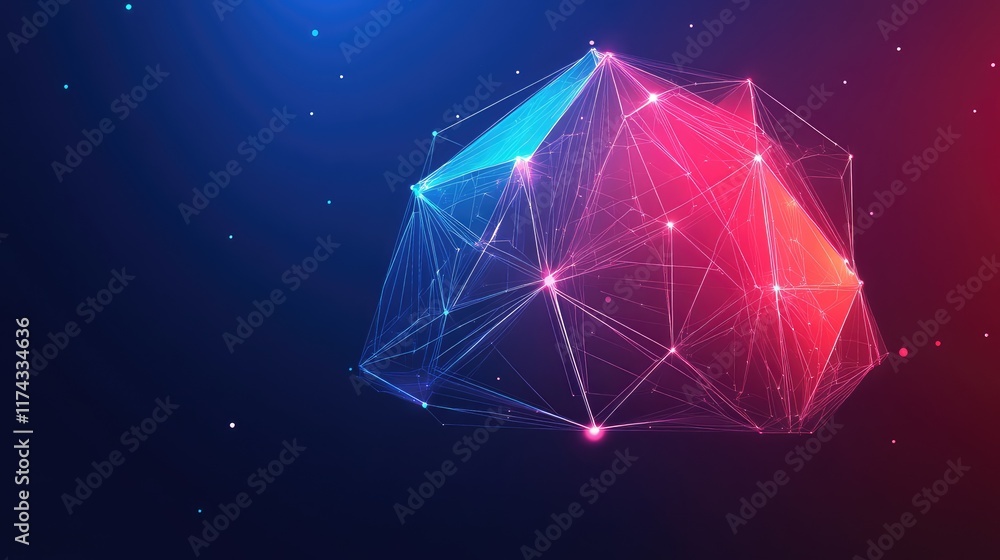 Poster A glowing digital brain with connected nodes visualizing AI support for small businesses, set against a sleek gradient background with ample copy space.