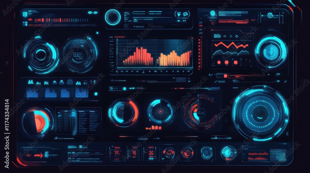 Poster a glowing digital interface showing ai-powered risk analysis data on a futuristic gradient backgroun