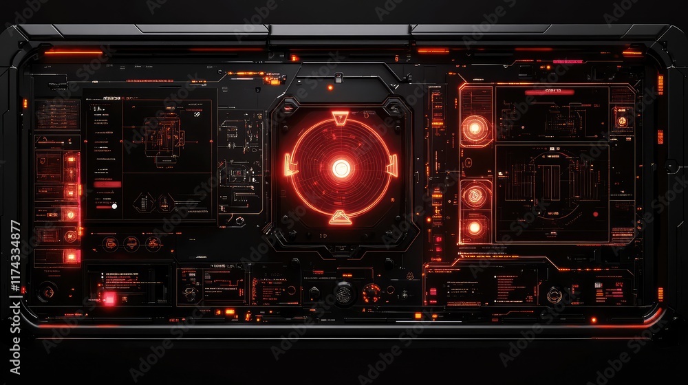 Poster a glowing digital interface visualizing ai ethical decision-making pathways, displayed over a sleek 