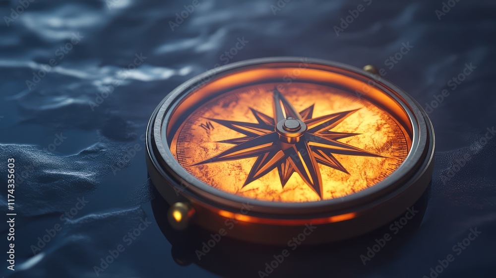 Poster a glowing ethical compass symbolizing the balance of ai technologies with moral principles, displaye