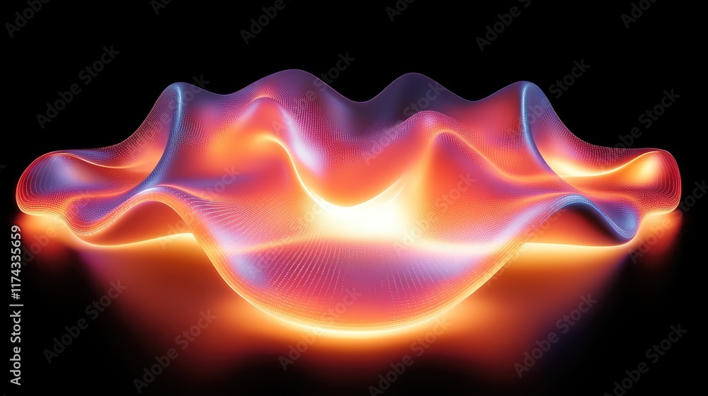 Poster a glowing fabric pattern enhanced by ai, with digital pathways woven into the textile, creating ampl