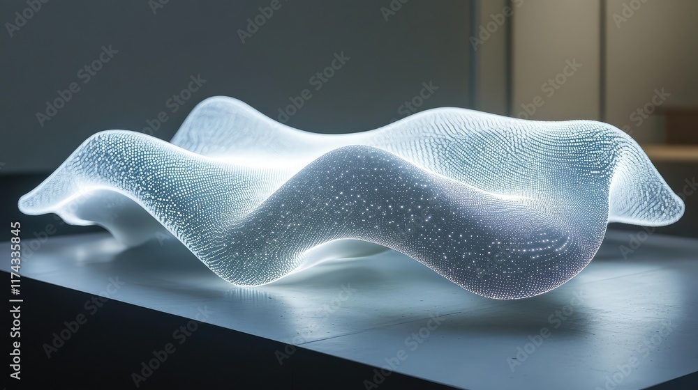 Poster a glowing fabric surface representing ai-powered textiles, with interconnected data pathways running