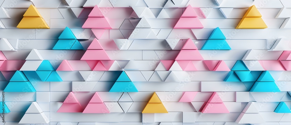 Poster colorful geometric triangles on a textured background for modern design aesthetics and abstract art 