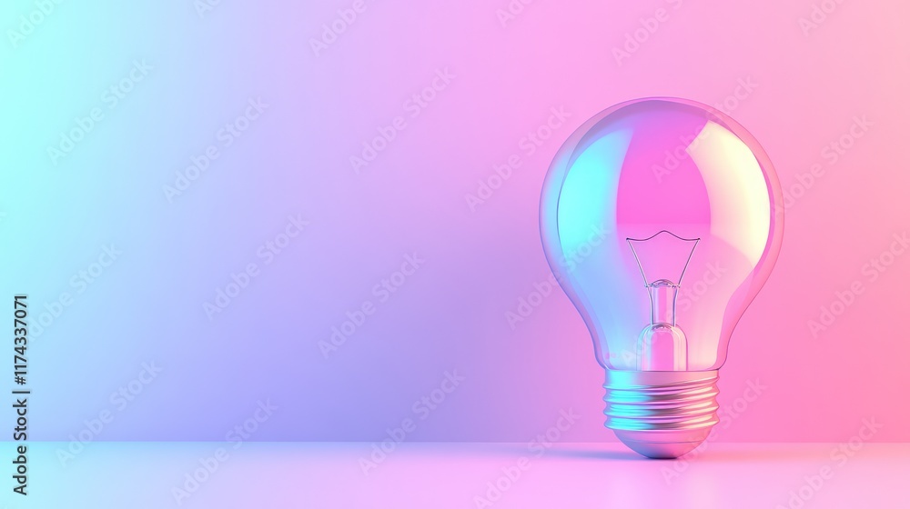 Aufkleber a glowing holographic lightbulb symbolizing ai-powered business innovation on a clean gradient backg